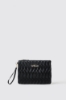 Reg pochette plisse' e logo in metallo • Nero