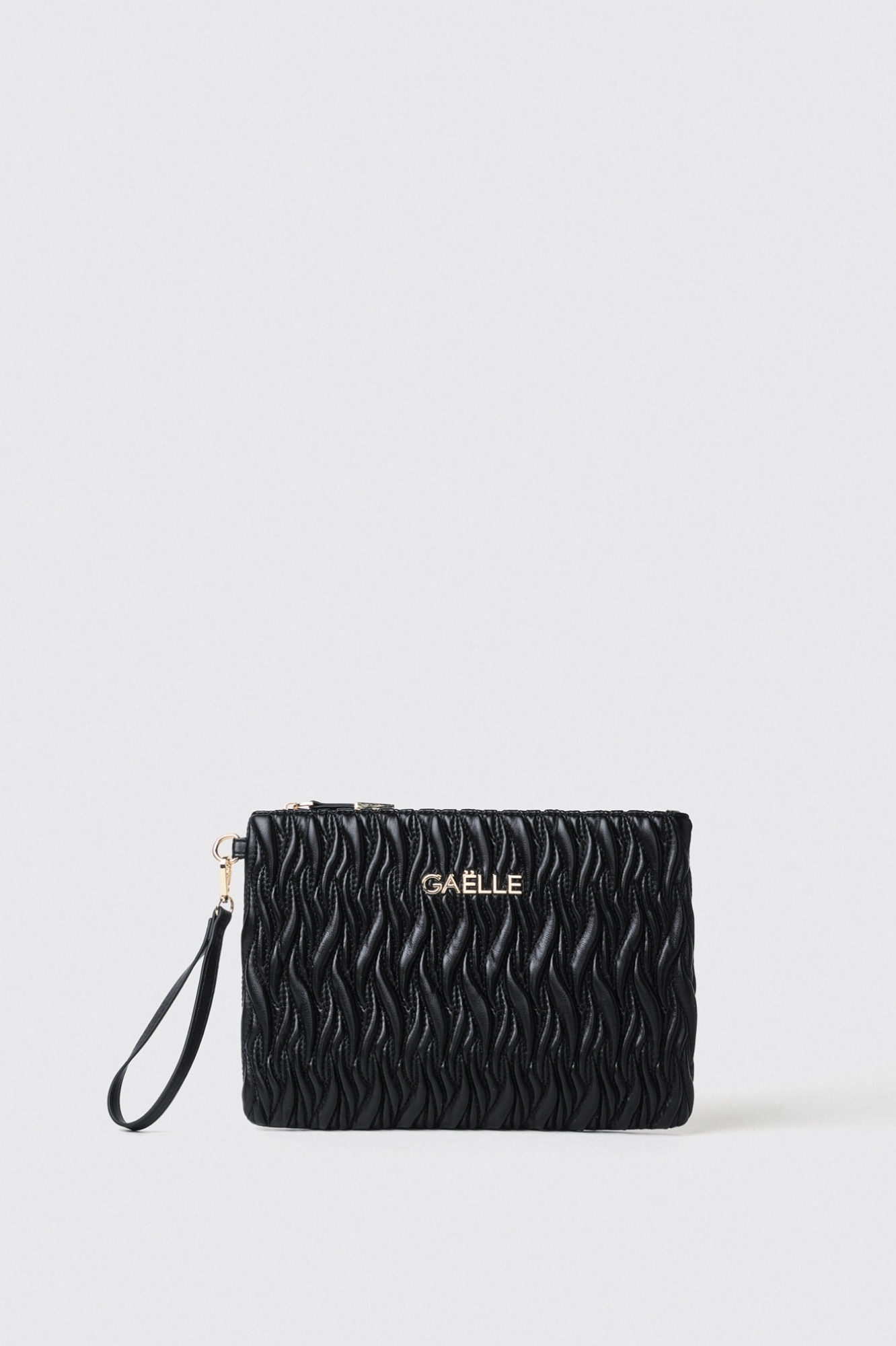 Reg pochette plisse' e logo in metallo • Nero