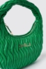 Maxi hobo plisse' con logo in metallo • Verde