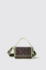 Mini shoulder strap con allover jacquard e logo in metallo • Marrone