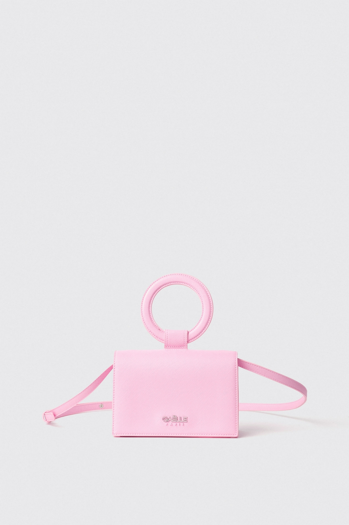 Mini shoulder strap con logo in metallo • Rosa