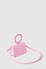 Mini shoulder strap con logo in metallo • Rosa