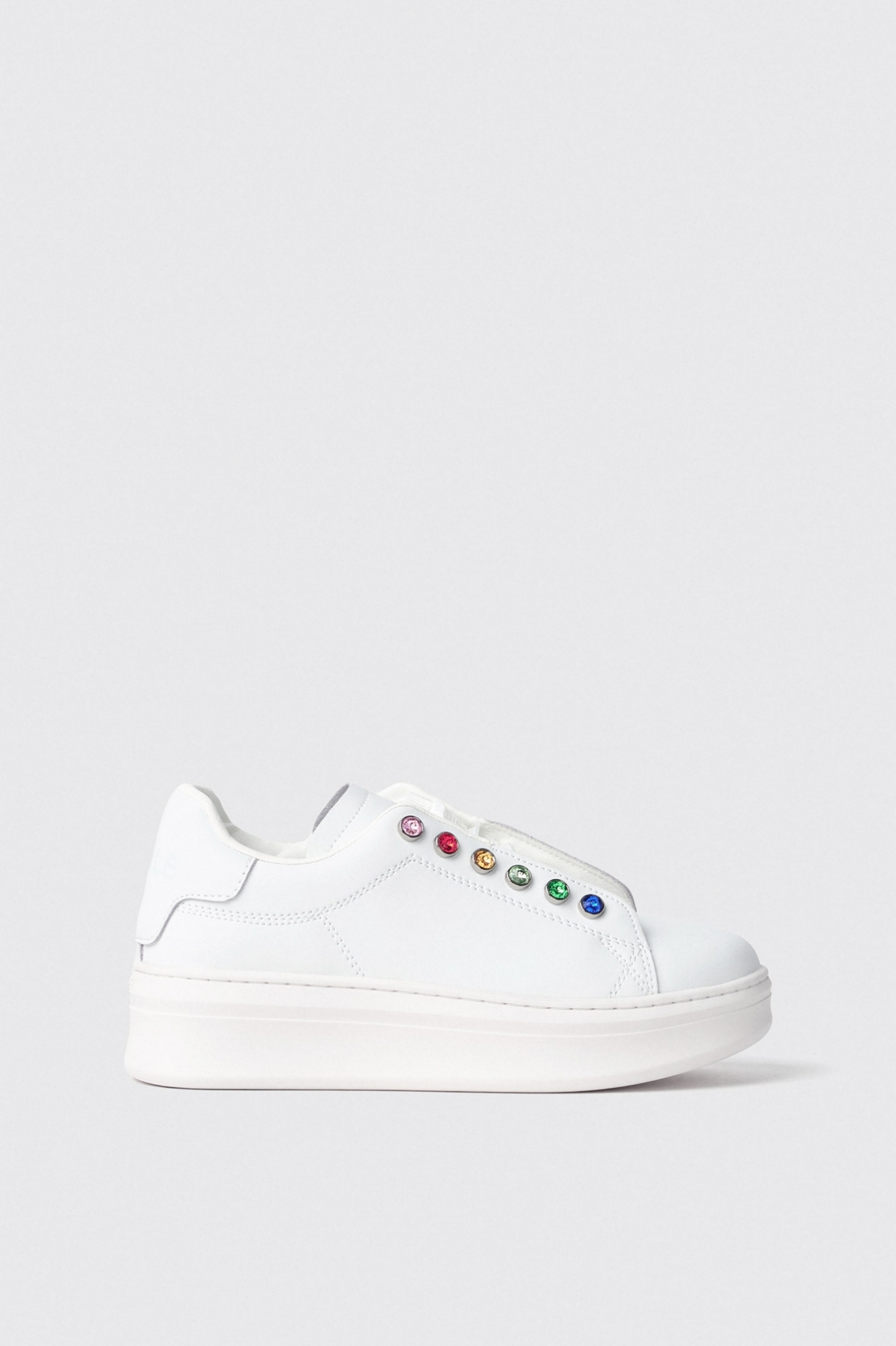Sneakers addict in action leather con strass • Bianco