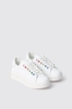 Sneakers addict in action leather con strass • Bianco