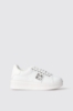 Sneaker addict in action leather con inserto gioiello e rubber patch • Bianco