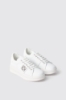 Sneaker addict in action leather con inserto gioiello e rubber patch • Bianco