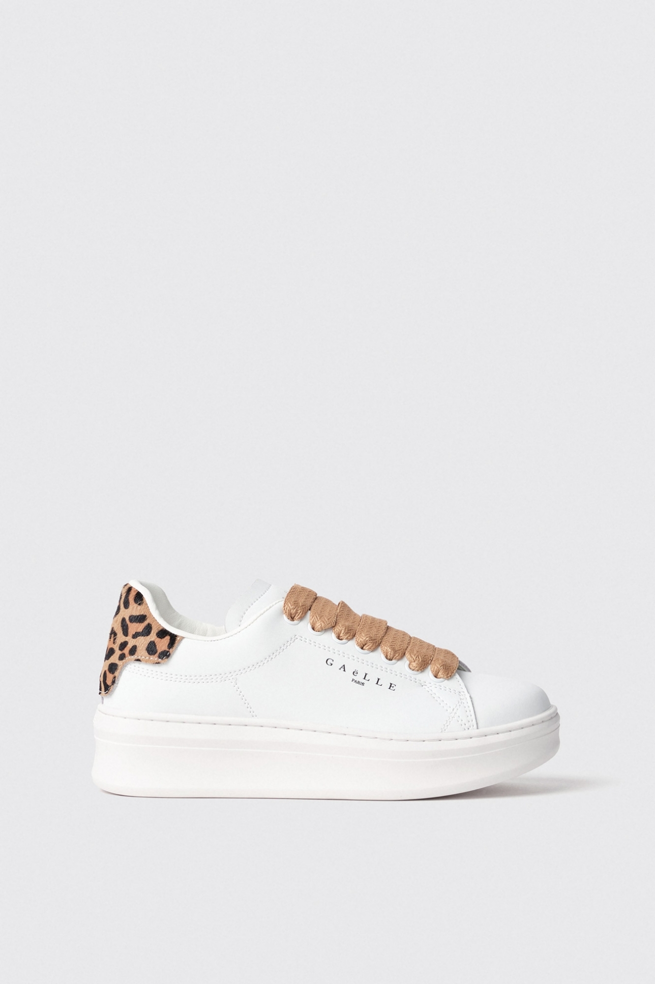 Sneakers addict in action leather co inserto animalier • Animalier beige