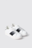 Sneakers addict in action leather con rubber patch ed inserto con borchie • Bianco-nero