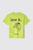 T-shirt in jesrey paricollo con stampa • Verde lime