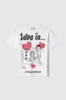 T-shirt in jersey paricollo con stampa • Bianco