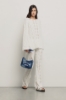 Reg. moon bag denim plisse' con logo ricamato • Denim dark blue