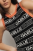Abito midi con logo • Nero-arancione