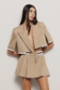 Giacca cropped mezza manica con fodera scucita in gabardina • Safari