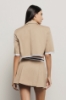 Giacca cropped mezza manica con fodera scucita in gabardina • Safari