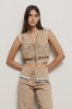 Gilet crop zippato in gabardina • Safari