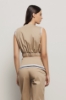 Gilet crop zippato in gabardina • Safari