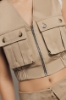 Gilet crop zippato in gabardina • Safari