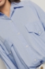Camicia over con tasche in popeline vichy strass • Azzurro