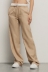 Pantalone dritto morbido con coulisse in vita e tasche nei fianchi aggiunta di finta mutanda in raso • Safari