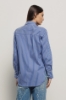 Camicia con fondo irregolare in popeline bastonetto • Azzurro scuro