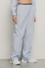Pantalone in popeline bastonetto con elastico logato • Azzurro