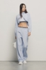 Pantalone in popeline bastonetto con elastico logato • Azzurro