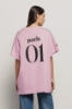 Maxi t-shirt paricollo con taglio raglan • Rosa orchidea