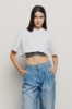 T shirt cropped con top unito • Bianco-nero