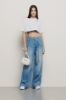 T shirt cropped con top unito • Bianco-nero