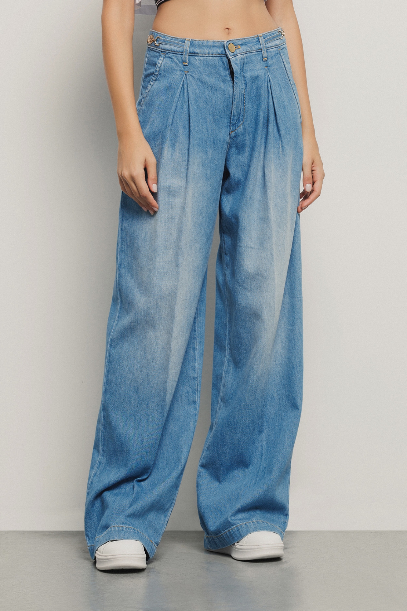 Pantalone palazzo chino straight • Blu