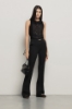 Pantalone flaire in cady con morsetti • Nero