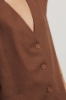 Gilet over con apertura sul retro in lino • Marrone cocco