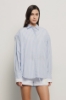 Camicia con doppio polsino in popeline bastonetto • Azzurro