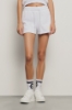 Short in felpa con elastico e stampa • Bianco