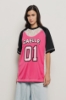 T-shirt con inserto in pizzo • Rosa nero