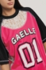 T-shirt con inserto in pizzo • Rosa nero