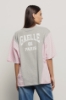 T shirt jersey paricollo con inserti in popeline • Grigio melange