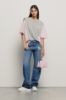 T shirt jersey paricollo con inserti in popeline • Grigio melange