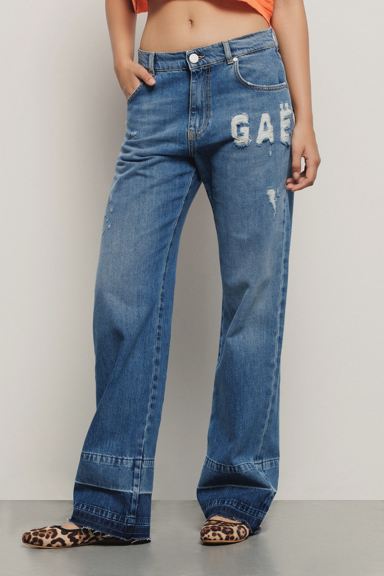 Pantalone boy low waist straight • Blu