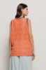 Canotta in pizzo con smanicato e ricamo • Arancio