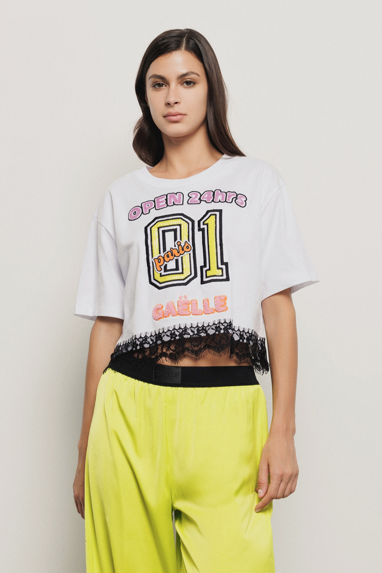 T shirt crop paricollo • Bianco