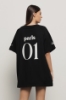 Maxi t-shirt paricollo con taglio raglan • Nero