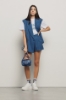 Short con piegoni e tasche nel fianco e boxer elastico • Blue