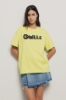 T shirt in jersey paricollo con stampa • Lime