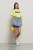 T shirt in jersey paricollo con stampa • Lime