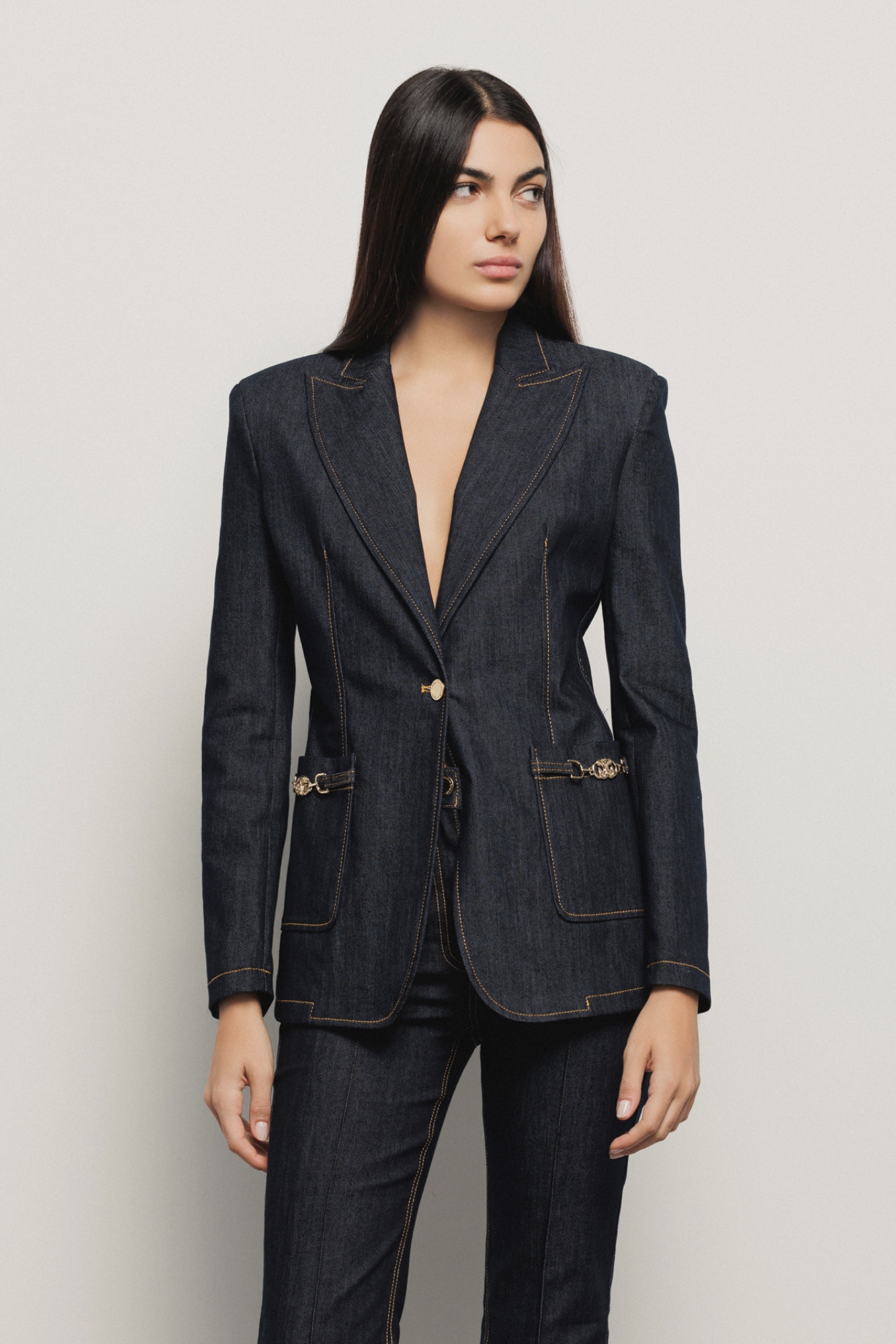 Blazer maxi con spalline • Blu