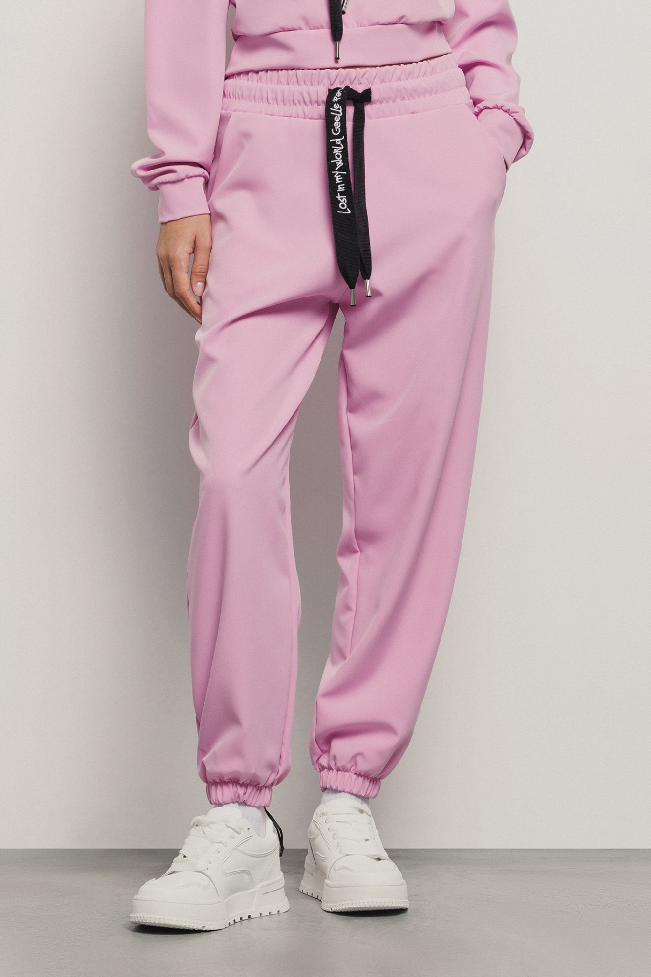 Pantalone con coulisse logata • Rosa orchidea