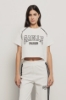 T shirt crop paricollo raglan con inserti profilo • Bianco