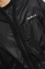 Bomber nylon cropped zippato con smacchinato su polsi e stampa • Nero