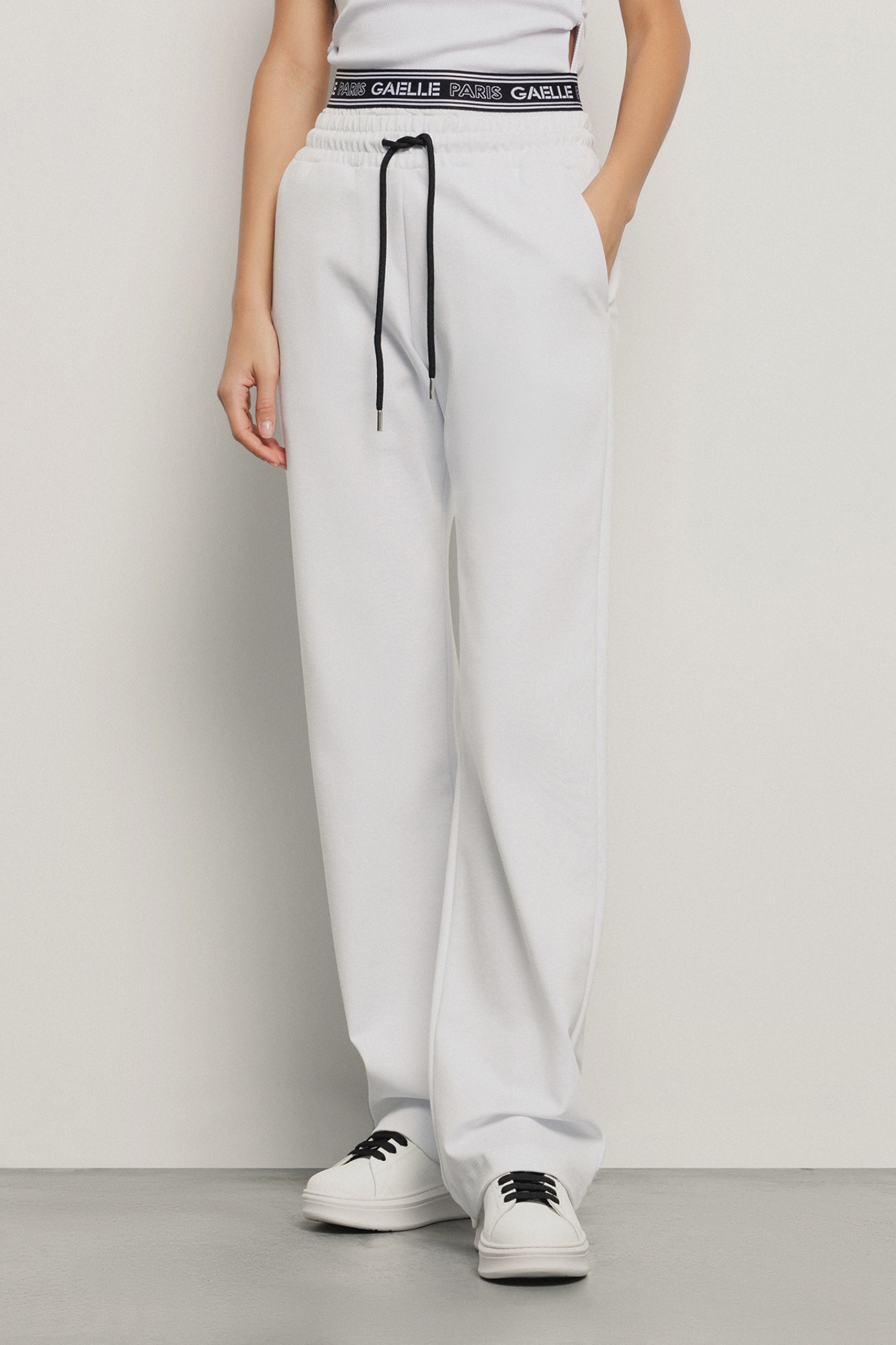 Pantalone con elastico logato • Bianco